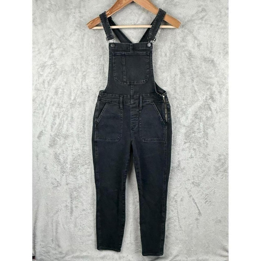 Madewell Black Denim Overalls Womens Small Side Zip Grunge 90s Retro Classic